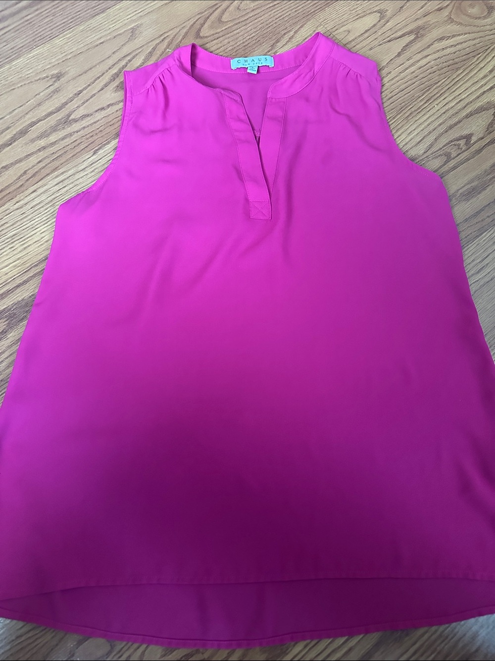 Chaus Sleeveless Split V-Neck Camisole - Hot Pink